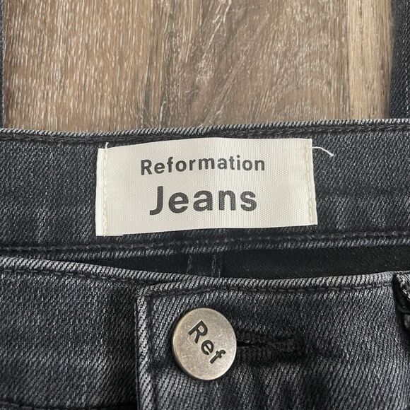 Reformation Jeans High & Skinny Crop Jeans Faded Grey Black - Size: 27 - Picture 3 of 7